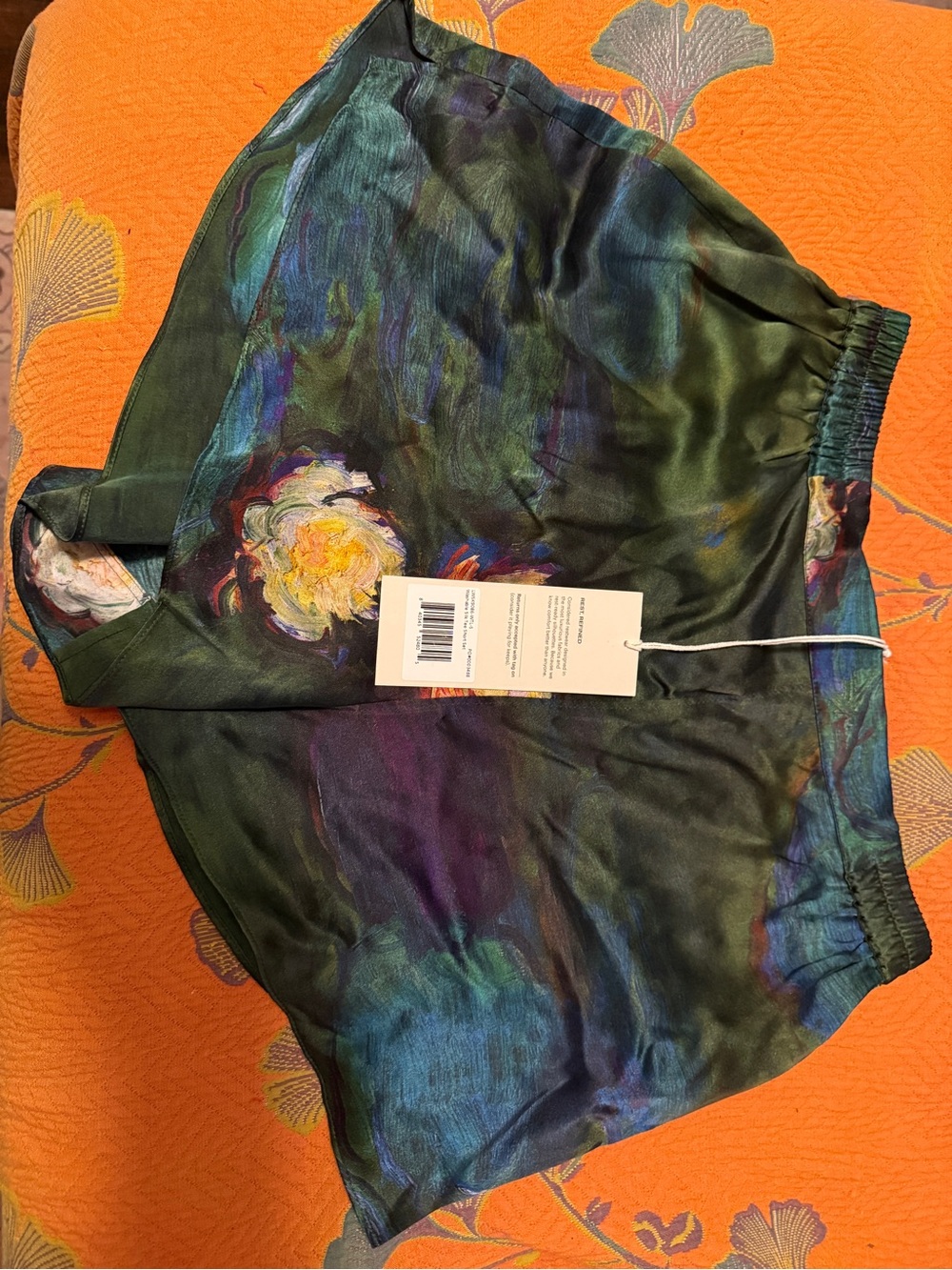 Silk Floral Watercolor Monet Green LUNYA Lacma Shorts only